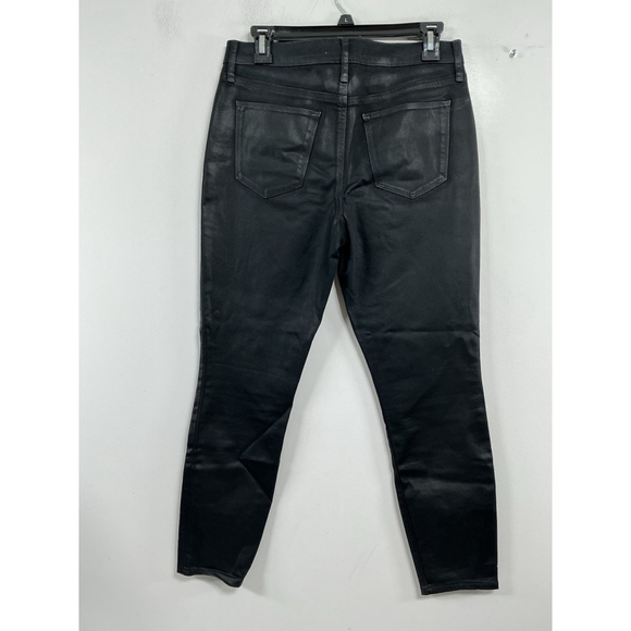 Womans Excellent Condition Gap 1969 True Skinny Black Leather Look Chino 30 In - Picture 2 of 6